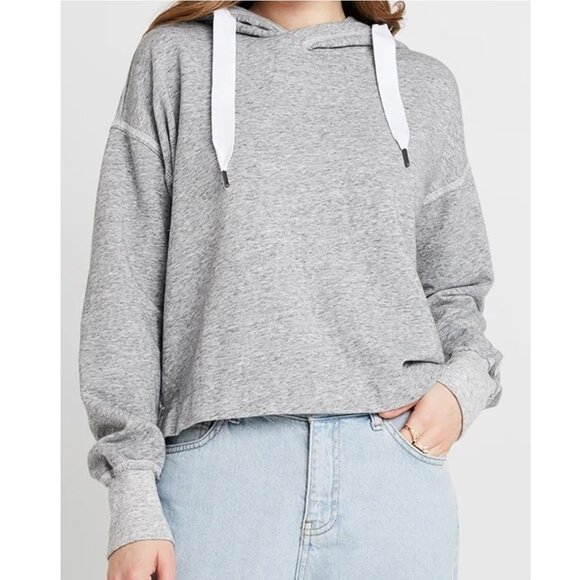 Abercrombie & Fitch Tops - Abercrombie | Cropped Boxy Oversized Fleece Hoodie Sweatshirt Gray | Size Medium